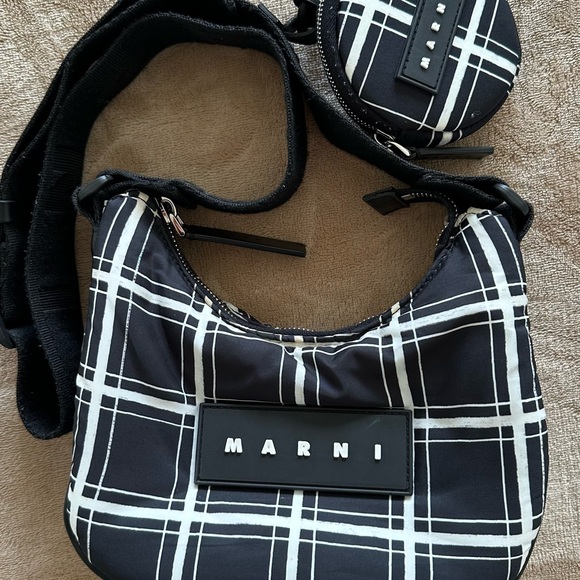 Marni Black and White Plaid Crossbody Bag - Picture 1 of 5